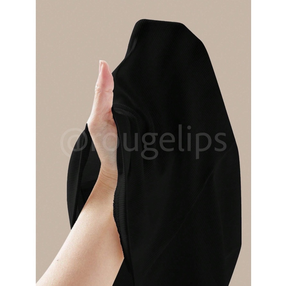 Black Rib Knit Tank Top Racerback / Front - Picture 9 of 10